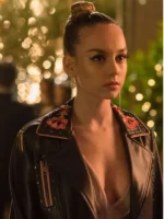 Embroidered Cropped Biker Jacket