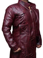 Chris Pratt as Star-Lord in a red leather trench coat