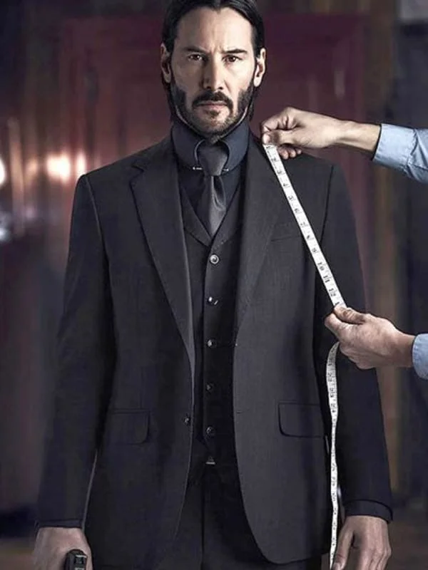 Keanu Reeves John Wick Black Suit Three Piece John Wick Suit in classic black with sharp tailored fit