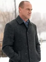 Front view of Christopher Meloni Coat featuring button closure and structured shoulders