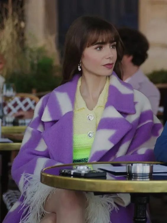 Emily In Paris S03 Lily Collins Purple Coat