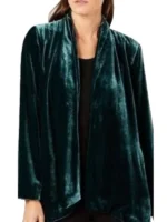 Love Quinn Velvet Open-Front Jacket