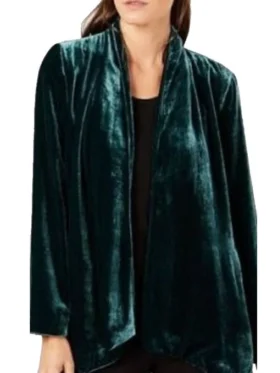 Love Quinn Velvet Open-Front Jacket