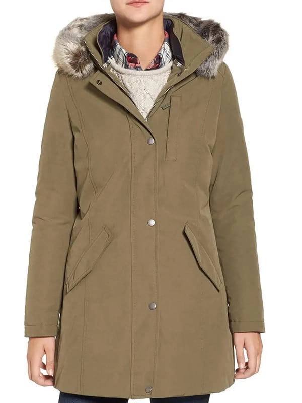 Markle fur trim parka styled for winter comfort, paired with casual wear and a soft furry hood Markle fur trim parka styled for winter comfort, paired with casual wear and a soft furry hood