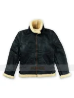 Men B3 Sheepskin Shearling Black Jacket with classic aviator style