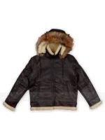 Men Dark Brown Hooded Real Racoon Fur Jacket