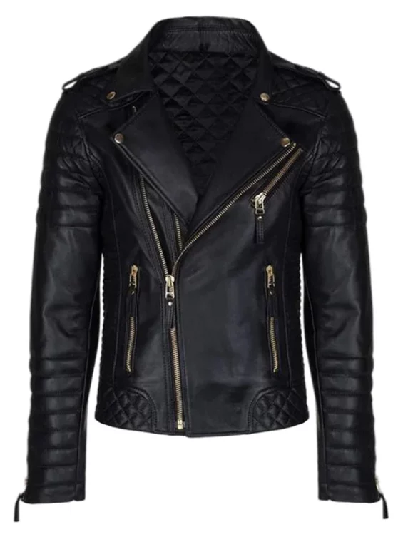 Men’s Black Leather Biker Jacket