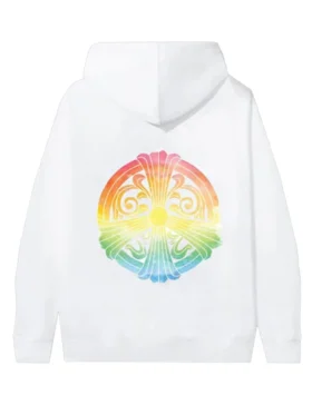 Front view of Chrome Hearts Peace N Love White Hoodie in clean white color