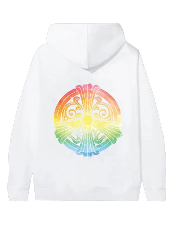Front view of Chrome Hearts Peace N Love White Hoodie in clean white color