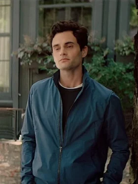 Penn Badgley Goldberg Blue Cotton Jacket