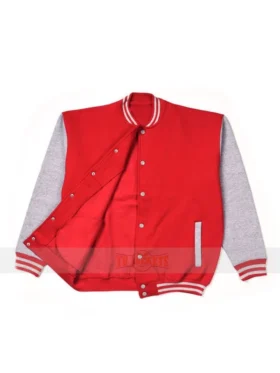Red White Hip hop Rap Fleece Fabric Jacket