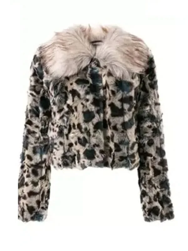 Saffron Dottie Quinn Leopard vegan Fur Jacket