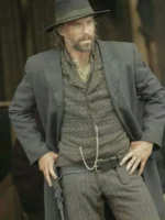 Cullen Bohannon Grey Coat in classic grey with long tailored silhouette