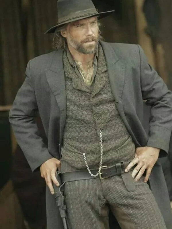 TV Series Hell On Wheels Anson Mount Grey Coat Cullen Bohannon Grey Coat in classic grey with long tailored silhouette