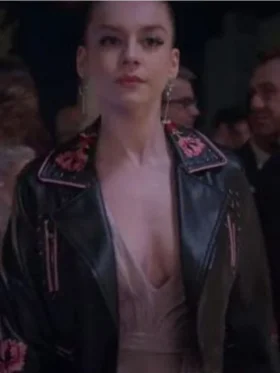 The Embroidered Cropped Biker Jacket