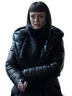 Laura Haddock The Recruit Max Meladze Black Puffer Hooded Coat