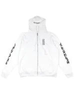 Vertical FU Hoodie in black featuring bold vertical text design