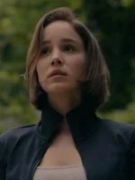 Warrior Nun S02 Ava Black Jacket - Ava dressed in a black jacket, looking serious in Warrior Nun S02