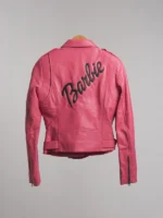 Barbie-inspired pink leather jacket designed for a Barbie doll
