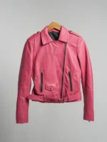 Barbie doll wearing a pink leather jacket with an urban streetwear style