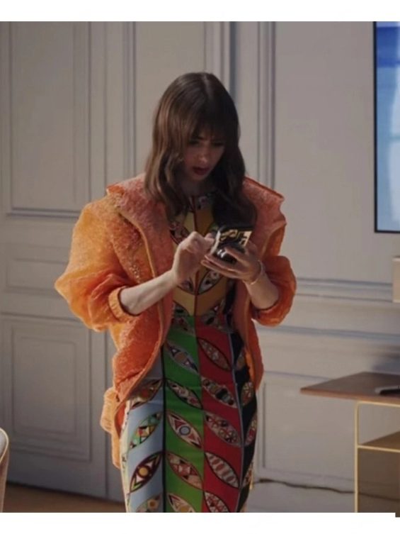 Emily In Paris S03 Lily Collins Orange Jacket