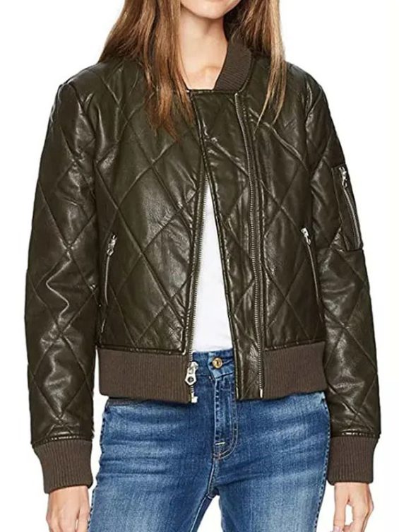 The 100 S06 Raven Reyes Black Quilted Bomber Jacket