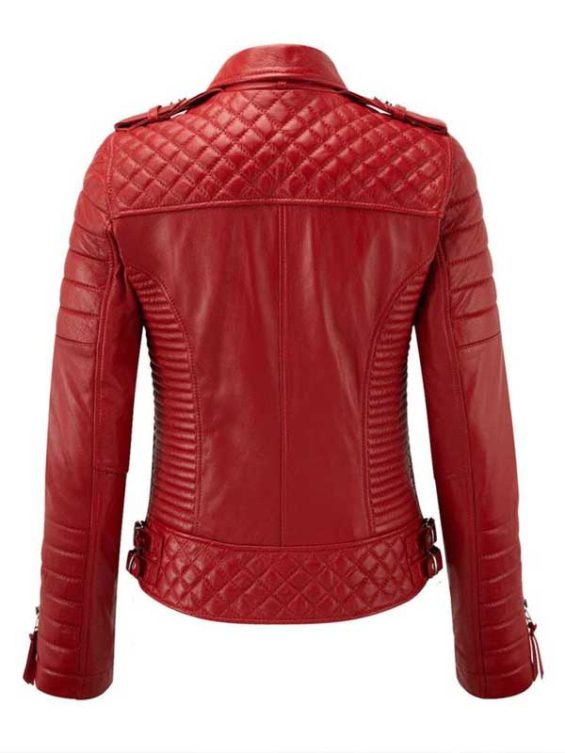 Elina Motorcycle Red Quilted Jacket