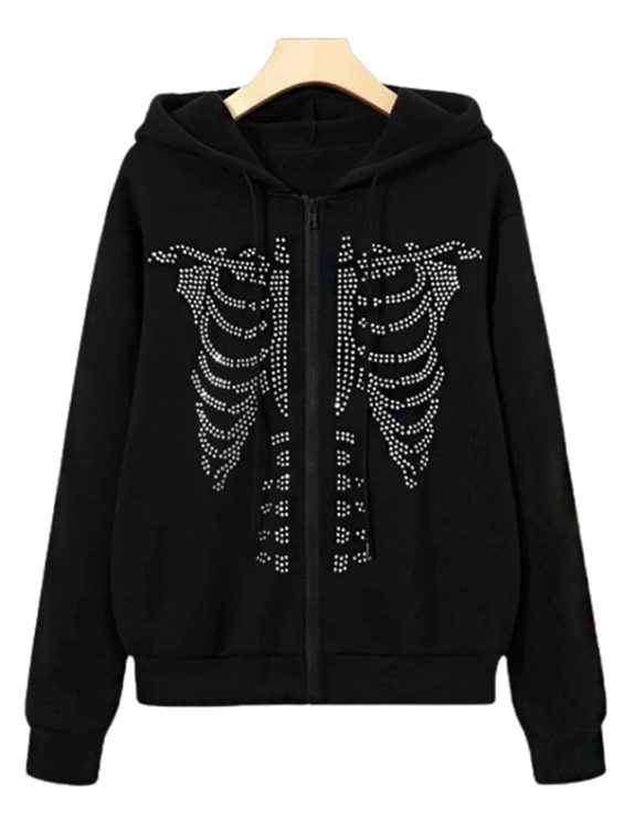 Y2k Rhinestone Skeleton Hoodie