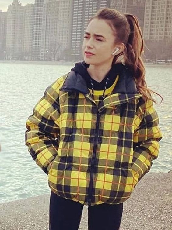 Emily In Paris Lily Collins Yellow Plaid Jacket
