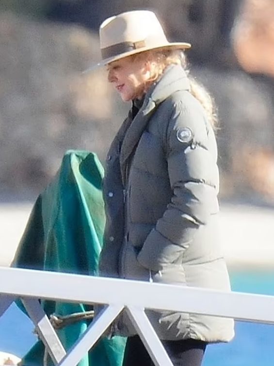 Nicole Kidman Green Puffer Jacket