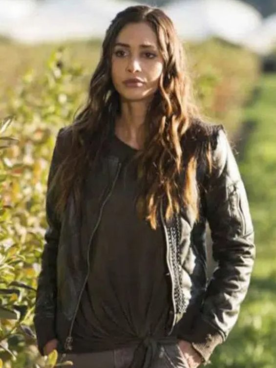 The 100 S06 Raven Reyes Black Quilted Bomber Jacket