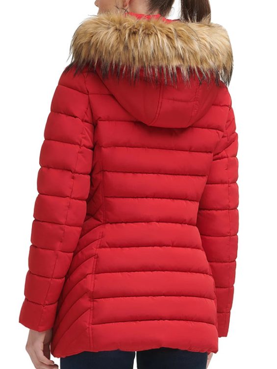 Women’s Red Coat with Fur Hood