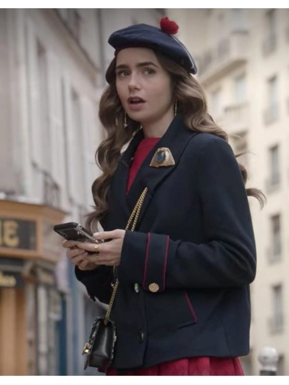 Emily In Paris Emily Cooper Blue Wool Coat