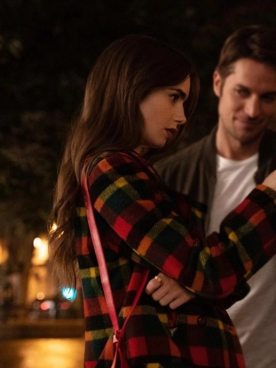 Lily Collins Emily In Paris Multicolor Coat