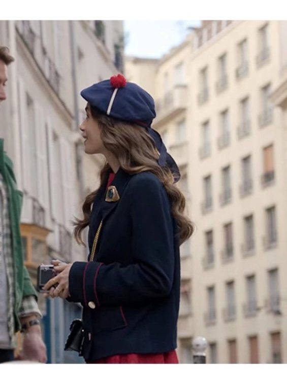 Emily In Paris Emily Cooper Blue Wool Coat