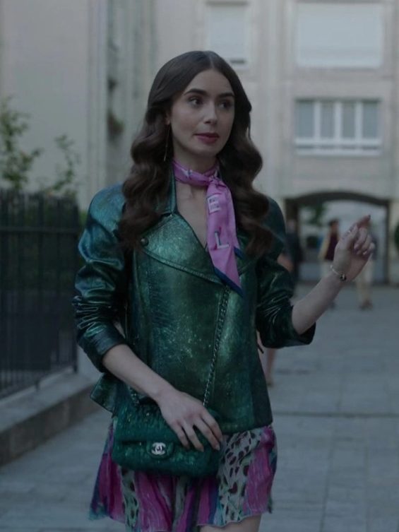 Emily In Paris Emily Cooper Green Leather Jacket