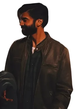 Ginny & Georgia Raymond Ablack Brown Leather Jacket with Band Collar