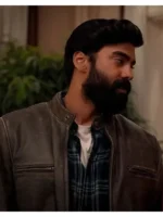 Men's Distressed Brown Leather Cafe Racer Jacket Ginny and Georgia