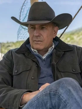 John Dutton Tv Series Yellowstone Kevin Costner Black Cotton Jacket