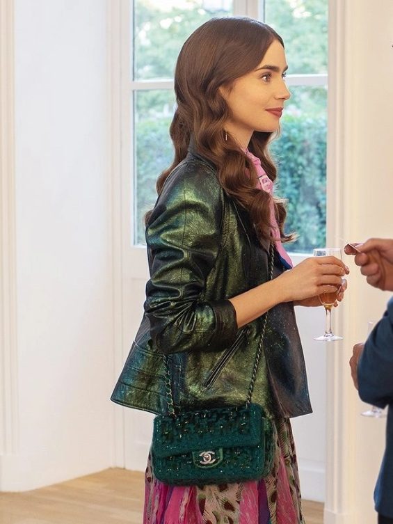 Emily In Paris Emily Cooper Green Leather Jacket