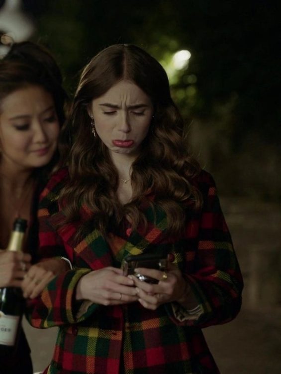 Lily Collins Emily In Paris Multicolor Coat