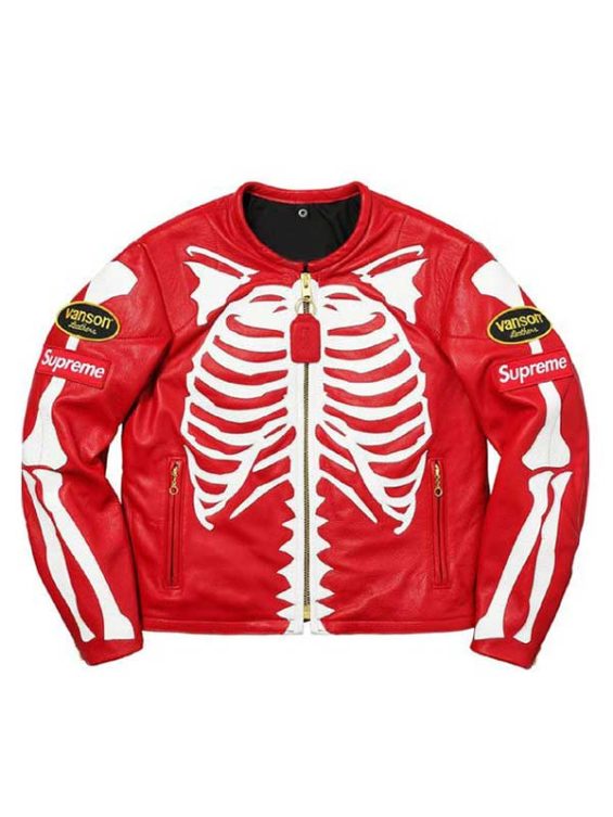 Red Skeleton Leather Jacket