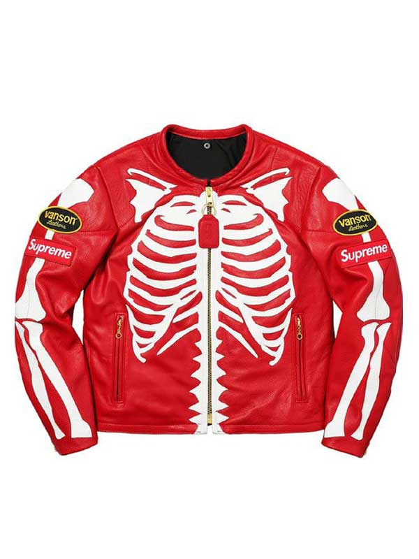 Red Skeleton Leather Jacket
