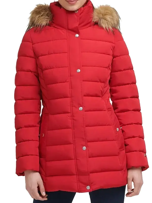 Womens Red Coat with Fur Hood Womens Red Coat with Fur Hood