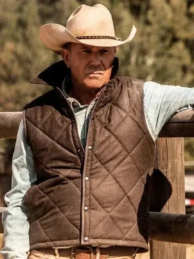 Kevin Costner John Dutton Brown Yellowstone Quilted Vest