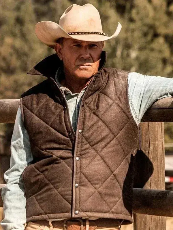Yellowstone John Dutton Quilted Vest Kevin Costner John Dutton Brown Yellowstone Quilted Vest