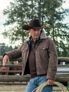 Mens Kevin Costner Tv Series Yellowstone John Corduroy Fabric Brown Jacket