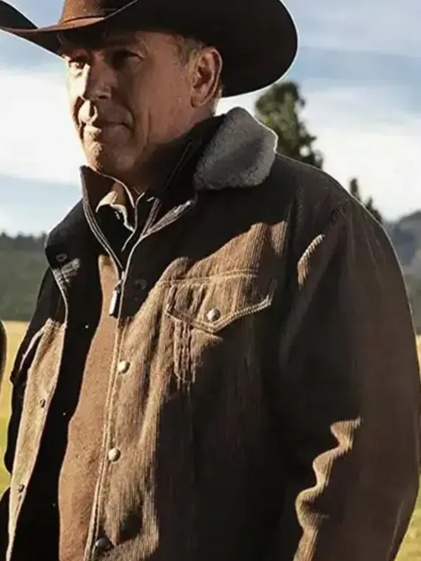 Yellowstone-Kevin-Costner-Corduroy-Brown-Jacket Mens Kevin Costner Tv Series Yellowstone John Corduroy Fabric Brown Jacket