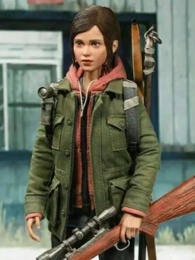 A full view of the Last Of Us Part 2 Military Green Jacket with a vintage feel.