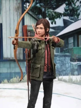 A close look at the Last Of Us Part 2 Military Green Jacket inspired by Ellie.